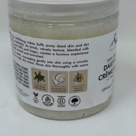 Shea Moisture Daily Hydration Crème Sugar Scrub 100% Virgin Coconut Oil 9 oz NEW - Picture 4 of 6